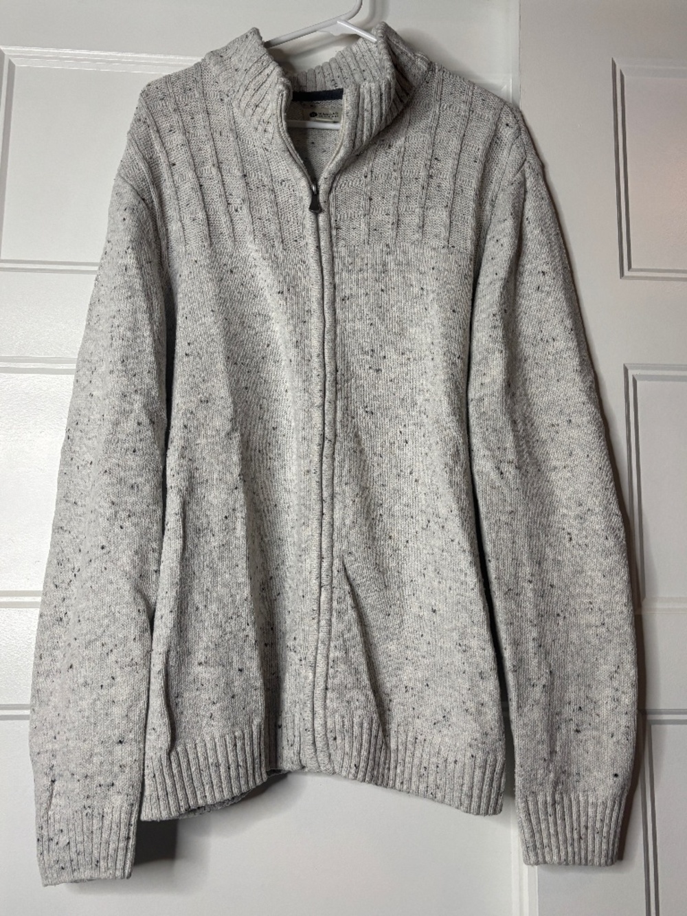 Haggar Clothing Zip Up Knit Flecked Sweater